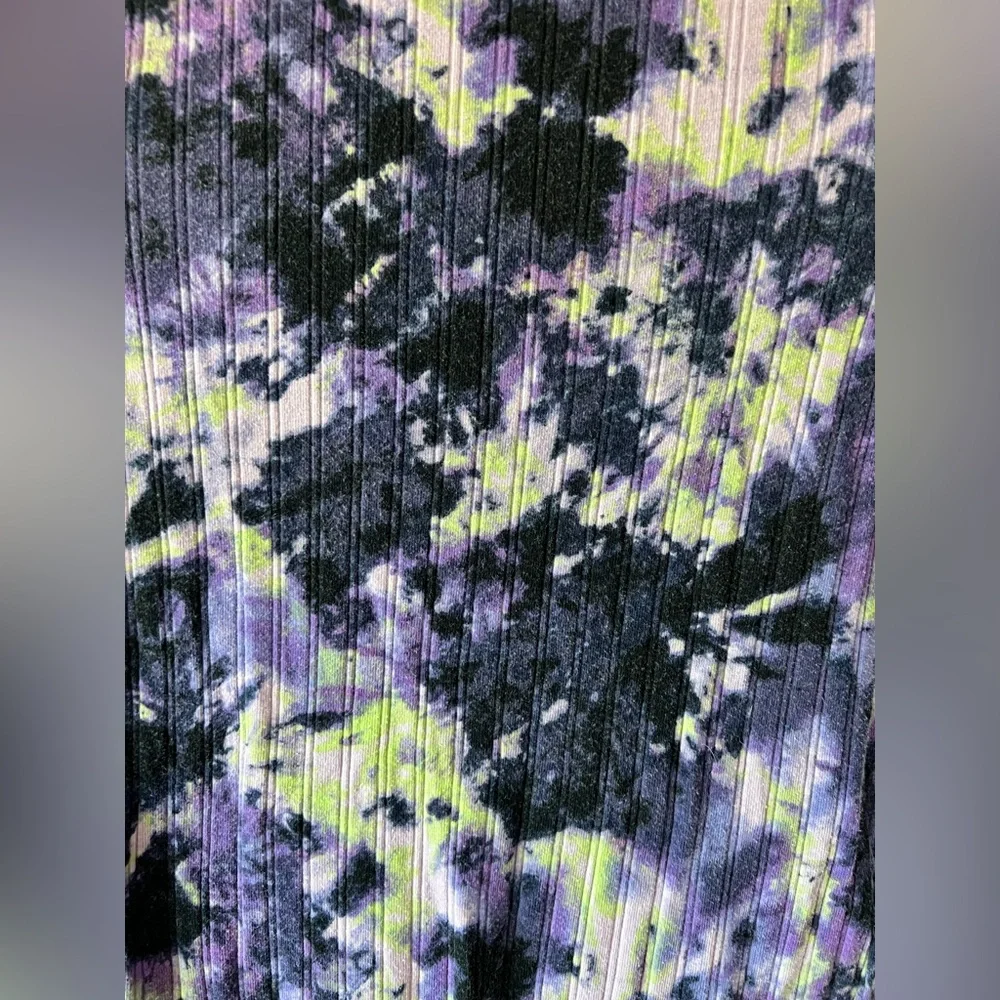 Art Class Bodycon Dress Ribbed Purple Tie Dye‎ Long Sleeve Mini Size S 6/6X